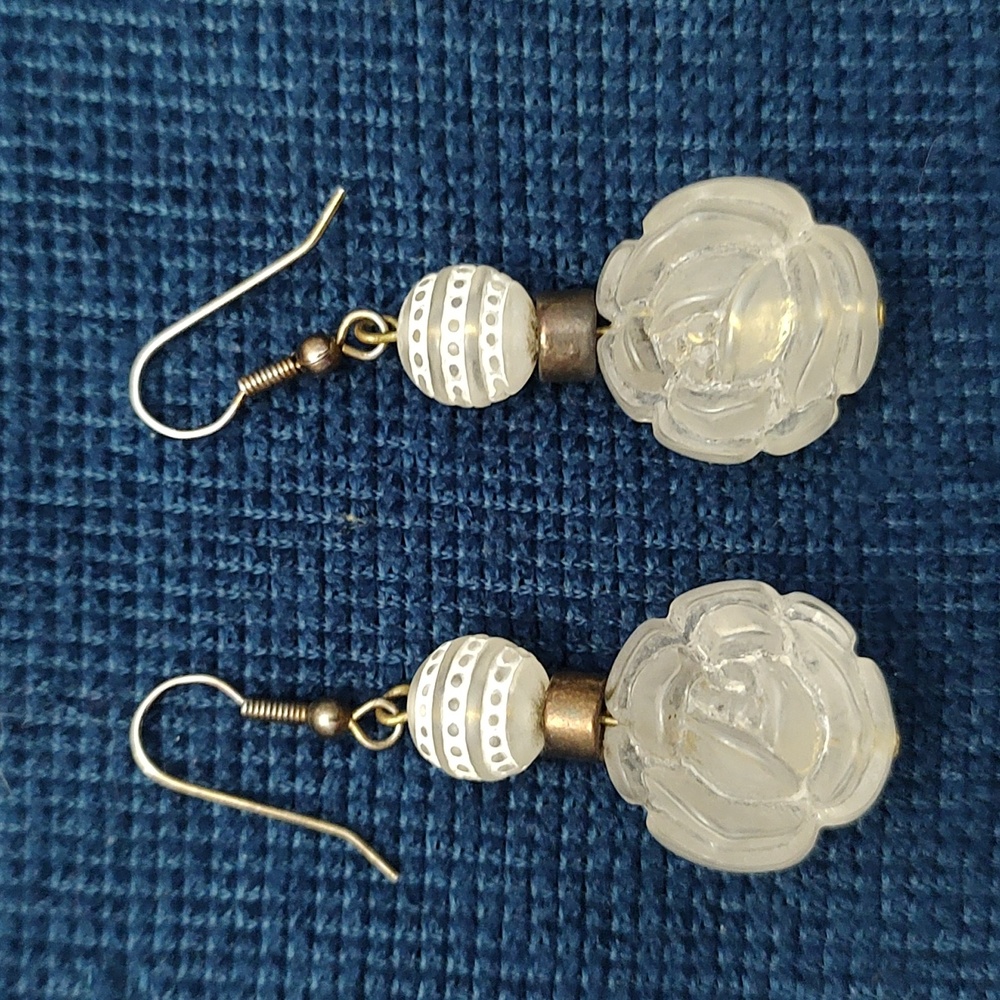 Rose Beaded  Boho Drop Earrings Vintage Style